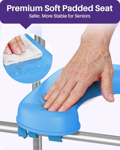 Image of KEKOY Toilet Seat Risers for Seniors, Adjustable Height Width, Fits Most Users | Padded Elevated with Handles, Tool Free Install, Fits Most Round Elongated Toilets for Handicap,Ideal for Bathroom, Blue