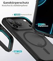 BENKS für iPhone 17 Pro Max Hülle für MagSafe mit Kamerasteuerung, Stoßfest Kratzfest Transluzente Matt Handyhülle für iPhone 17 Pro Max Case 6,9 Zoll, Schwarz – Ansicht 4