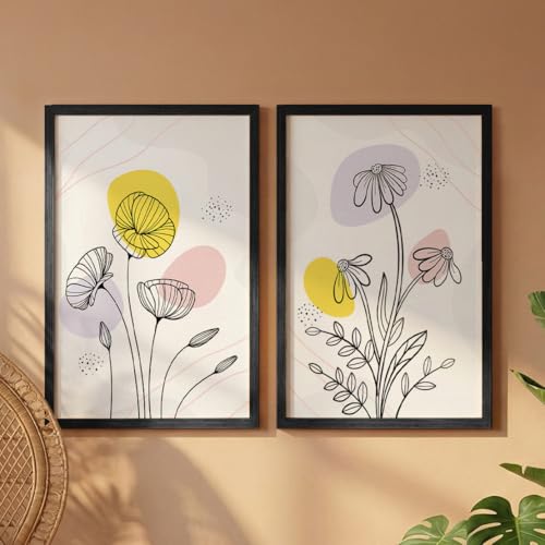 Image of NoWorries Paintings for living room, Frames for wall decoration (13x19inches) (Tropical Art) Floral theme framed for wall decor Set of 2 Big frames (Art-9)