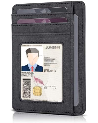 Image of Teskyer Slim Minimalist Wallet for Men, RFID Front Pocket Card Holder | Ultra Slim Front Pocket Design, 8 Card Slots, RFID Protection, Smooth Faux Leather for Everyday Carry