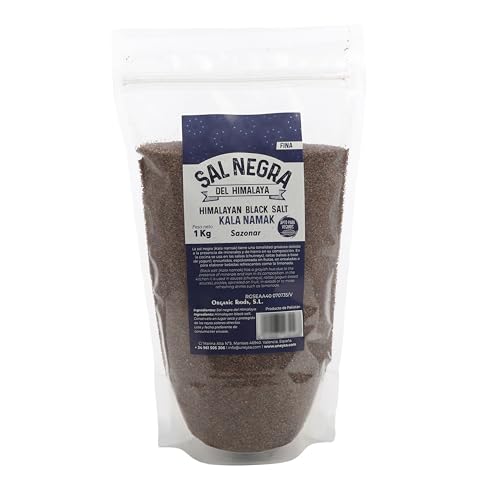 Sal Negra del Himalaya 100% Natural Salt Range Pakistan Sazonar y Cocinar Sin Refinar Sin Aditivos - Sal Negra del Himalaya Fina 1Kg