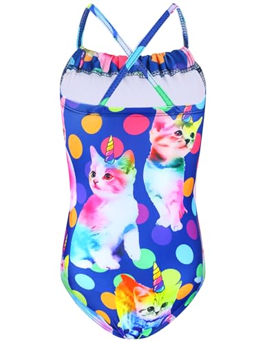 Image of TENVDA Girls Swimsuit Summer Beach Sport Halter Bathing Suits One Piece Swimwear for 2-12 Years Old Kids