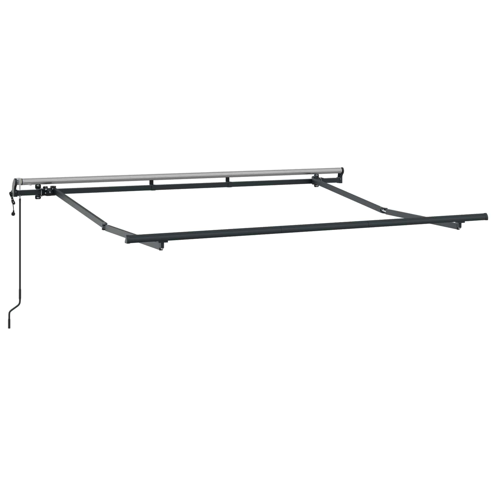 Toldo retráctil de 250 x 200 cm con brazo articulado con mando a distancia, toldo para terraza y balcón, marco de aluminio estable en blanco, tela a rayas en azul