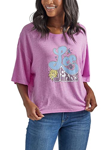 Lee Cropped Boxy Tee T-Shirt, Ecru, XS Femmes