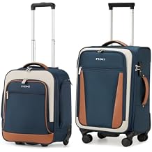 mixi Carry On Luggage 20 Inch Softside Expandable Suitcase and 16 Inch Underseat Carry-On Luggage as a set