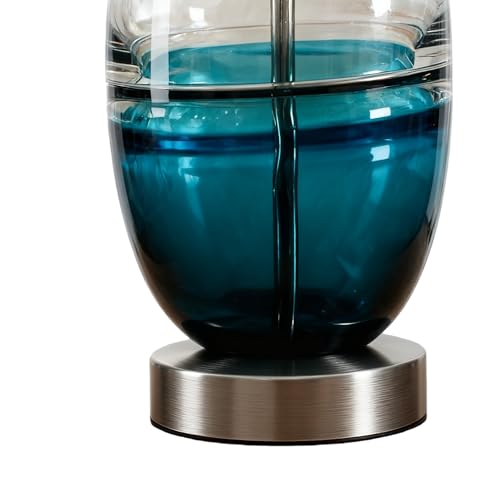 Maxax 27" Coastal Glass Table Lamps Set of 2 for Living Room, Modern Blue Bedside Lamps with USB Port 3-Way Dimmable Glass Brdeoom Lamps for Night Stand - Image 3