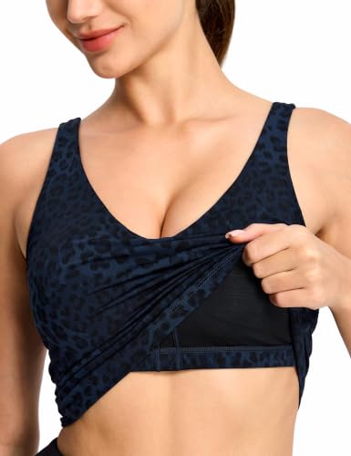Image of THE GYM PEOPLE Womens' Sports Bra Longline Wirefree Padded with Medium Support