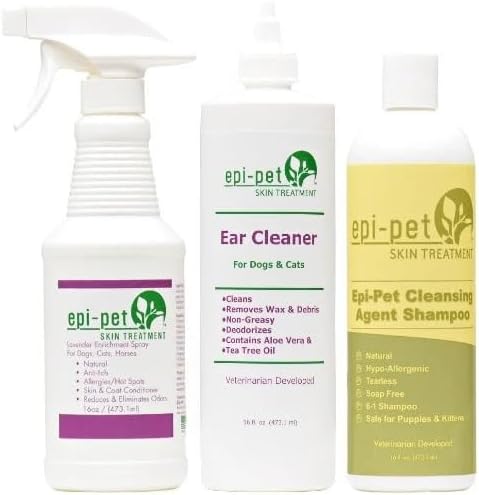 Epi-Pet Large Basic Skin, Coat, Ear Cleaner Care Kit D 16 oz. (Lavender Scented) for Dogs