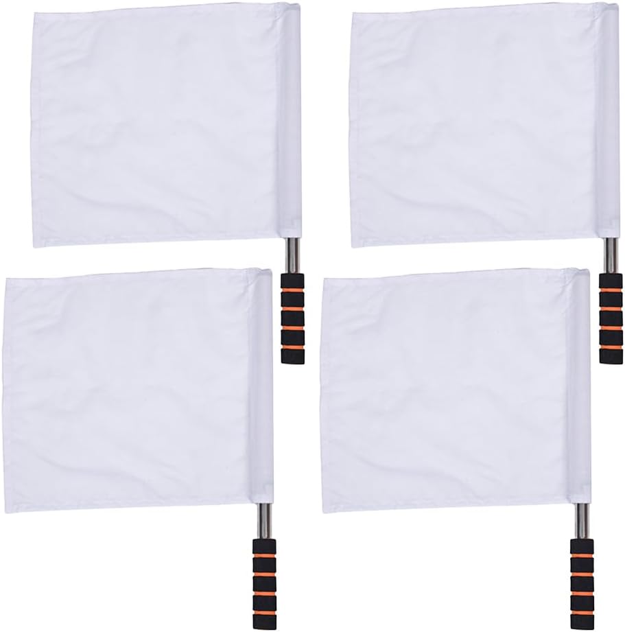 Outdoor Sign Sports Referee Flags 4pcs Events Referee Flags Sponge Handle for Soccer Volleyball Football Track Match White Gym Belt