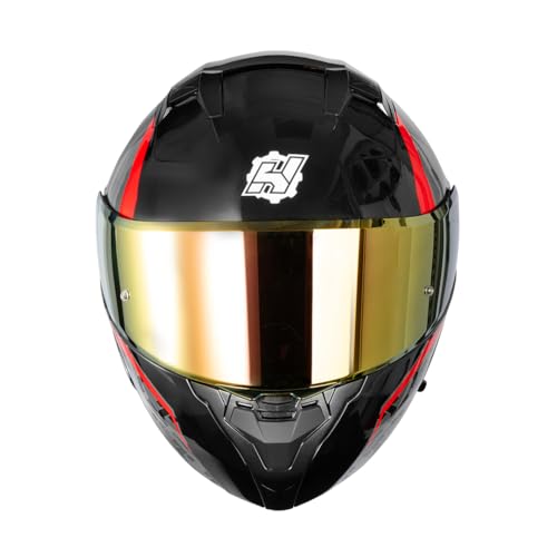 Image of HAX Modular Flip-Up Dual Visor Motorcycle Helmet Adult DOT /ECE Approved | Lightweight, Comfortable, and Stylish Helmet for Men and Women - Amatista Series Wind Red XL