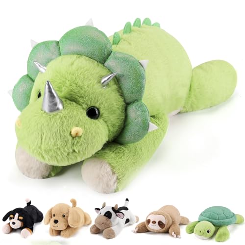 gnomantic Triceratops Weighted Stuffed Animals - 22 Inch 4.5 Pounds Weighted Plushies Dinosaur Stuffed Animals - Big Dino Plush Pillow - Cute Plush...