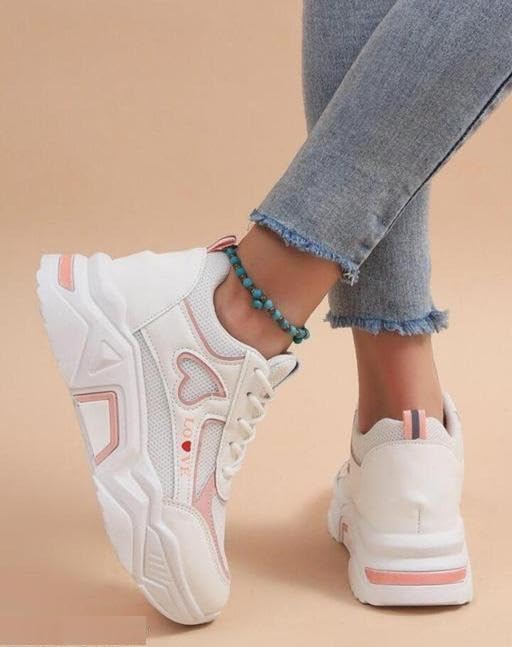 Image of Women Chunky Sneakers Lightweight Lace-Up Casual Sports Shoes Breathable Mesh Running Walking Shoes