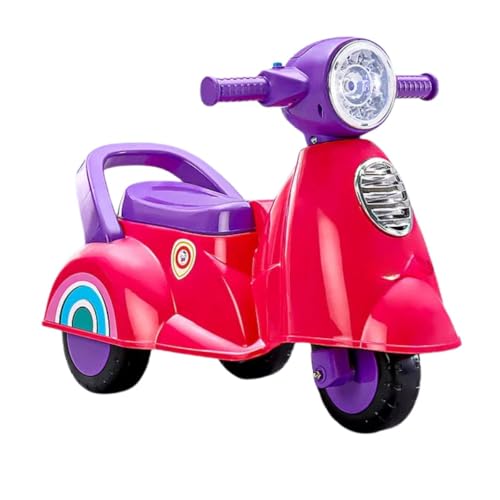 JoyScoot Manual Push Ride On Scooter, LED Headlight with Music, Under Seat Storage, JoyRide Rider for Ages 1-4 Years (Pink)