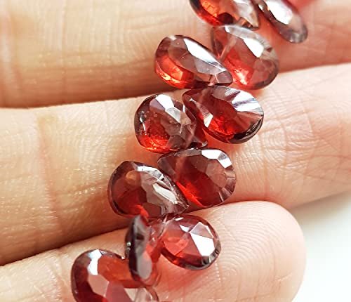 Fine Quality Red Garnet Gemstone Faceted Pear Shape Briolette | 8" Strand Size - 4X6-5X7 Mm | 65 Pieces Per Strand [Gsku-17] #TOP6