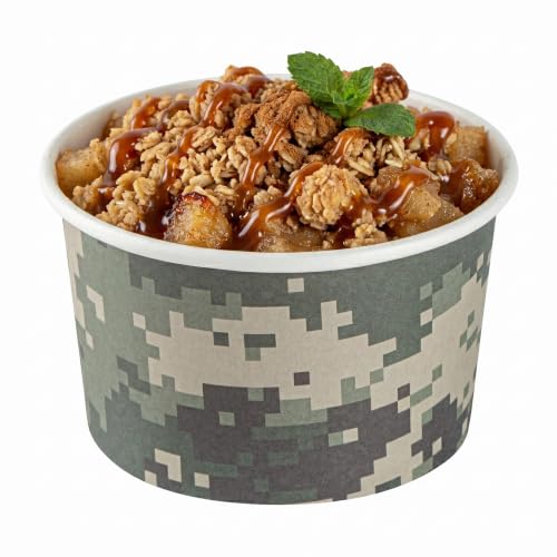 Image of Restaurantware Coppetta 5 Ounce Dessert Cups, 200 Disposable Ice Cream Cups - Lids Sold Separately, Sturdy, Camouflage Paper FroYo Bowls, For Hot And Cold Foods, Perfect For Gelato Or Mousse