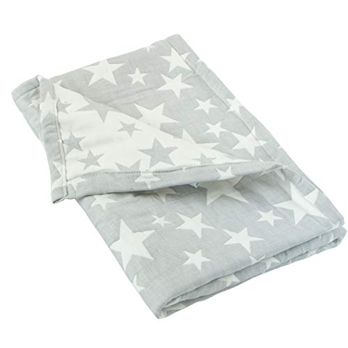 NTBAY 3 Layer Toddler Blanket, Muslin Cotton Jacquard Bed Blankets, Lightweight Thermal Ba