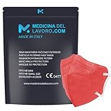 20 Mascherine FFP2 Colorate Rosse Taglia Piccola Small Size Certificate CE 0477 Italia, Ma...