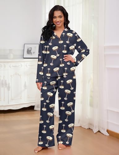 Image of SHESHOW Satin Pajamas for Women Set Long Sleeve Button Down Sleepwear 2 Piece Nightwear Women Pjs Sets Size XS-XXL
