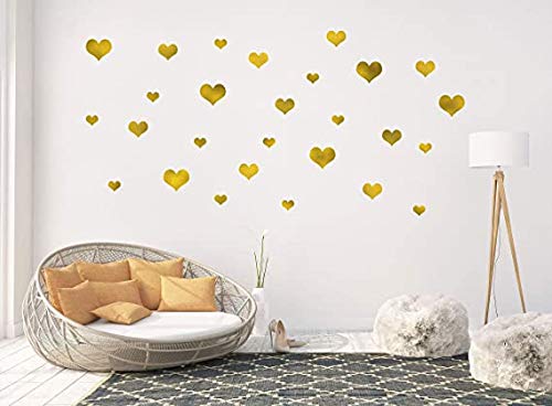 Removable Gold Hearts Wall Decals For Kids Room Decoration +"Mix 97Pcs"+"Gold Wall Decals"+Stickers+"Peel And Stick Wall Decals" + Wall Mural Art Vinyl Decor By. (Gold) #TOP2