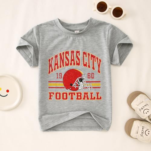 AG AGUU Football Shirts for Toddler Boys Girls Football Team T-Shirt Fans Lover Tees Kid Game Day Outfit Summer Tops(Grey,2-3T)