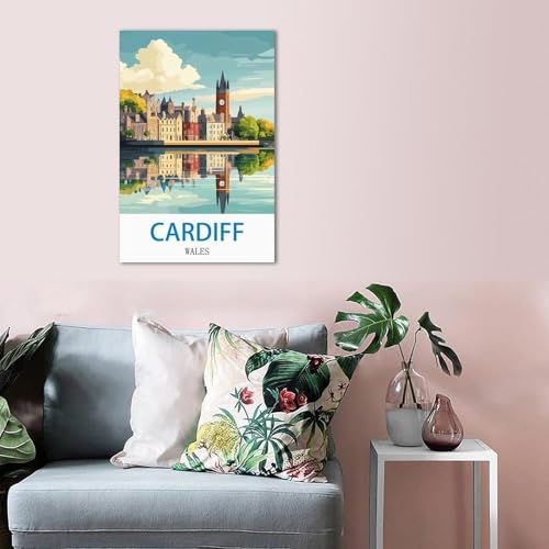 Affiche Cardiff mur vide solution déco vintage Pays de Galles toile 60x90 - 5