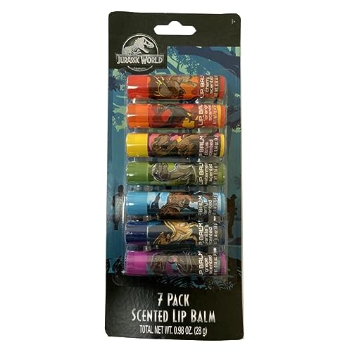Taste Beauty Jurassic World 7-Pack Variety Scented Lip Balm - Moisturizing Lip Balms & Moisturizers - Ages 8+