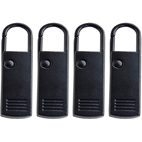 Yunobi Lot de 4 tirettes de fermeture éclair de rechange en métal solide pour valise, sac à dos, jeans, couture - Noir - Medium Cover