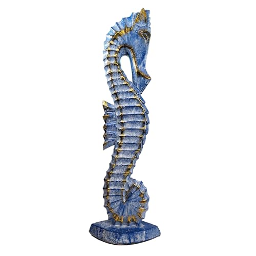 Estatua Decorativa de Caballito de Mar de Madera 20 Pulgadas miniatura 3