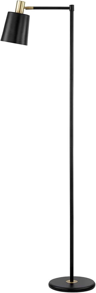 12916 Lex 60" Floor Lamp, Black, Satin Finish, Gold Accents