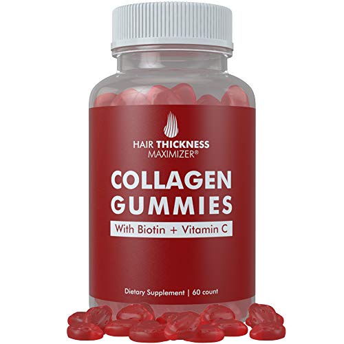 Collagen Gummies for Hair Growth - Best Tasting Collagen Gummies for Faster Hair Growth by Hair Thickness Maximizer. Hydrolyzed Collagen + Hair Thickening Biotin and Vitamin C for Women and Men