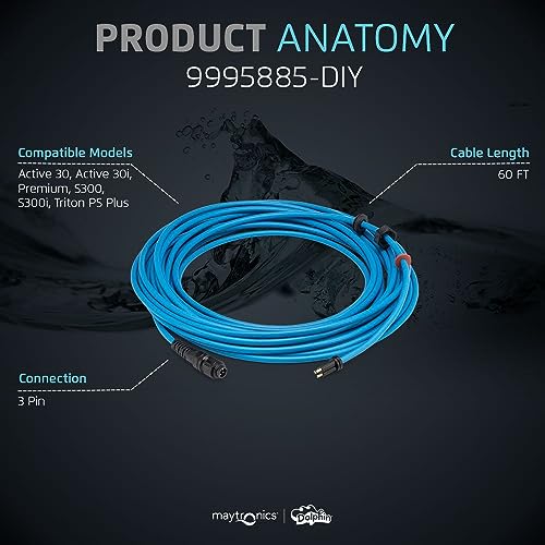 Dolphin Genuine Replacement Part — Durable 60 FT Blue Cable for Agile Robot Movement — Part Number 9995885-DYI