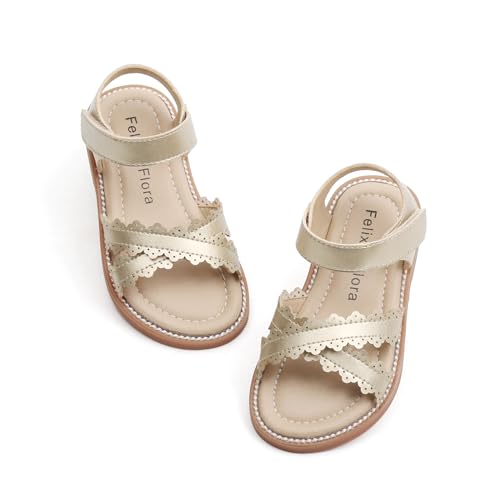 Image of Felix & Flora Toddler Girl Sandals - Little Girl Easter Dress Shoes Lightweight Open Toe Beach Holiday Flats