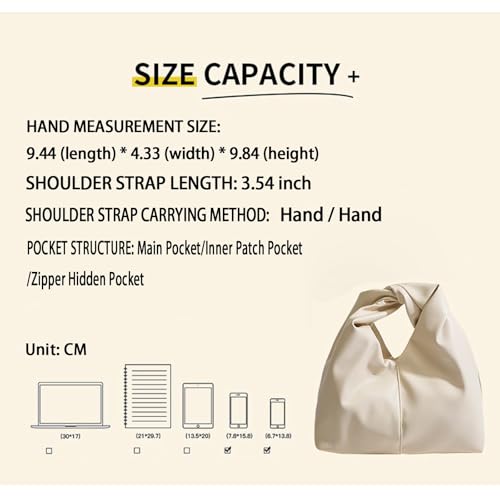 Image of Women's Twist Top Magnetic Closure Ruched Cloud Handbag Soft Leather Y2K Hobo Evening Bags for Shopping Traveling Dating (Brown)