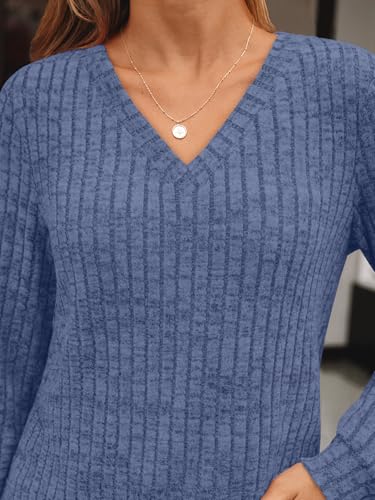 Image of AUTOMET Womens V Neck Long Sleeve Shirts Fall Tops 2026 Lightweight Sweater