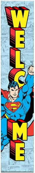 Spoontiques - Superman - Welcome Porch Sign - Decorative Home Décor Wooden Signs - Rustic Outdoor Decoration - Durable and Weatherproof - Entryway Decoration - 8” x 40”