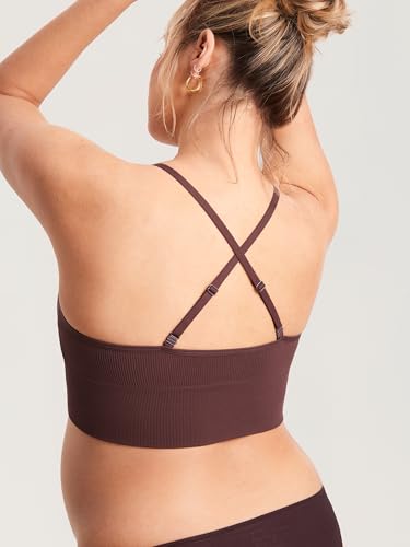 MOMANDA Soutien Gorge d'allaitement sans Armatures Côtes Noisette M – vue 3