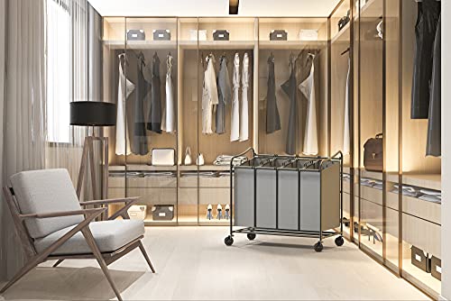 Simplehouseware 4-Bag Heavy Duty Laundry Sorter Rolling Cart, Dark Grey #TOP2