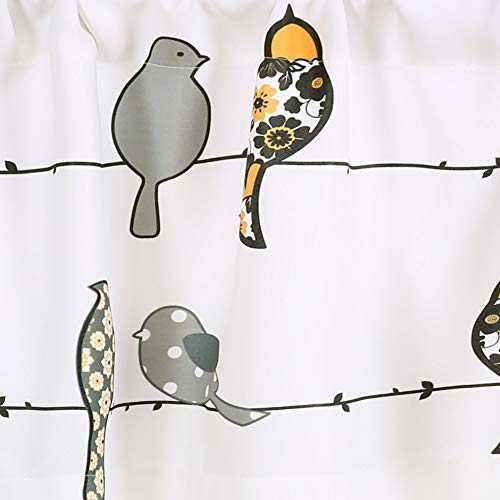 Lush Decor Rowley Birds Curtain Valance (Single Panel), 52" W x 18" L, Yellow & Gray, W 18" x L 52" (1 Panels) - Image 3
