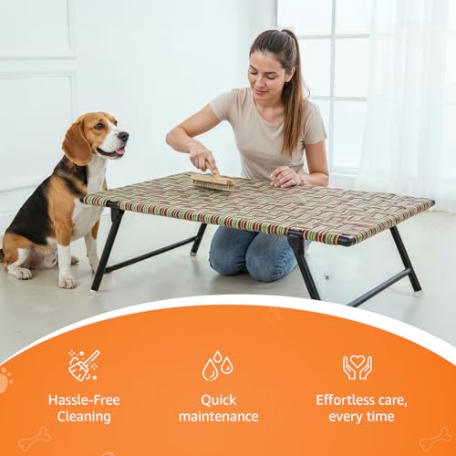 Image of Amazon Basics Leg Fold Dog Pet Bed | Nylon Niwar Durable | 24 x 36 x 12 Inch | Multi-Color