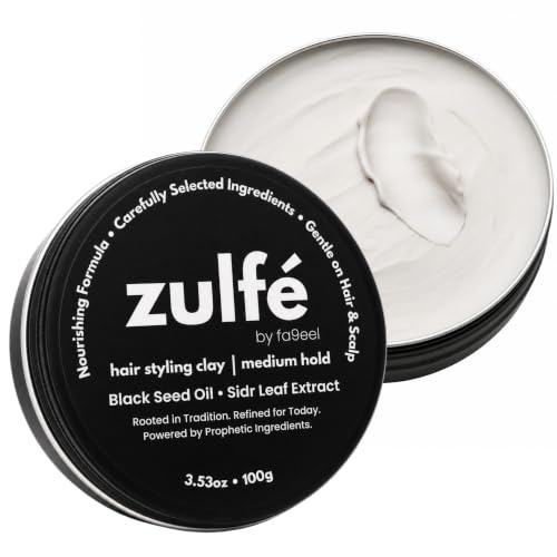 fa9eel Hair Clay for Men – Medium Hold Matte Finish, Natural Texture Clay with Kaolin, Bentonite, Black Seed Oil & Sidr Leaf | Mens Styling Clay, Texturizing, Volumizing | 3.53 oz – Zulfé