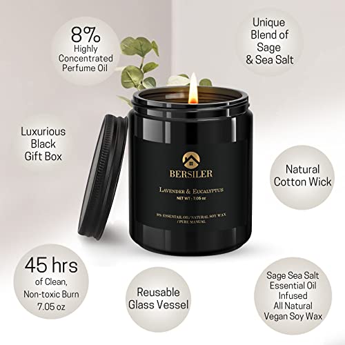 Scented Candles For Men - Lavender Eucalyptus Candles For Home Scented - Aromatherapy Candles Stress Relief Gift Graduation Gift For Women/Men Black Jar #TOP3