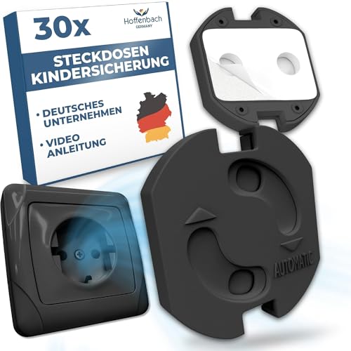 Hoffenbach 30x Steckdosen Kindersicherung – Steckdosensicherung mit Drehmechanik – Schutz für Babys & Kinder – Steckdosenschutz verhindert Unfälle & Stromschläge – Steckdose Kinderschutz – Schwarz Hoffenbach 30x Steckdosen Kindersicherung – Steckdosensicherung mit Drehmechanik – Schutz für Babys & Kinder – Steckdosenschutz verhindert Unfälle & Stromschläge – Steckdose Kinderschutz – Schwarz