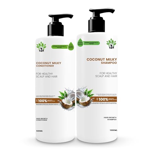 Image of GIR Coconut Milky Shampoo - 1L & Conditioner -500ML - Combo - Special Coconut & Milk Formula - for strength & shine Hair