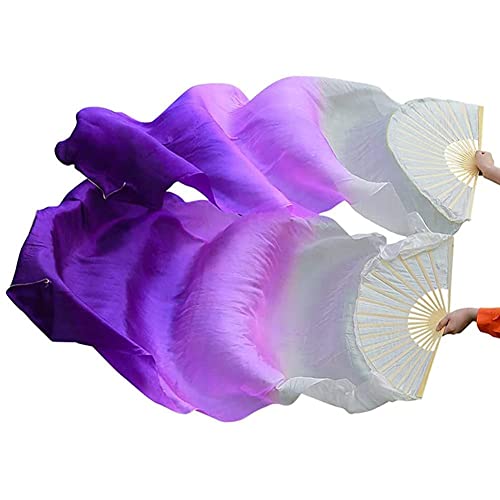 Abanicos para danza del vientre Nimiman, seda larga de 180 cm y par plegable de izquierda y derecha