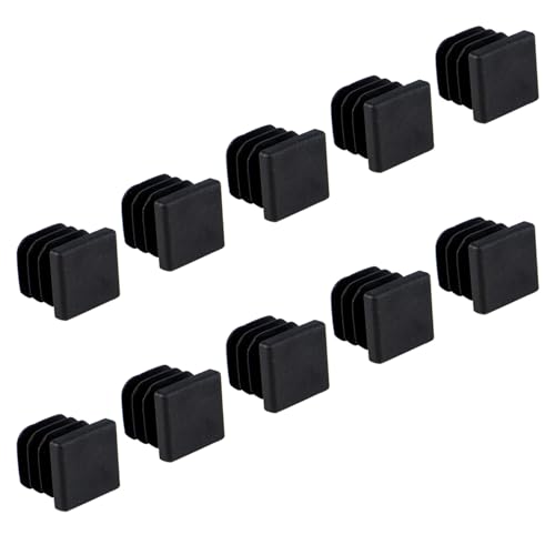 10 tapones cuadrados de plástico negro para tubos, tapas de extremo de poste de tubo pequeño para patas de taburetes cuadrados, patas de mesa, taburete, patas de muebles (16 x 16 mm)