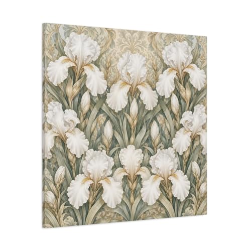 Toile Iris Blanc Art Nouveau 90x90cm pour grand mur de salon