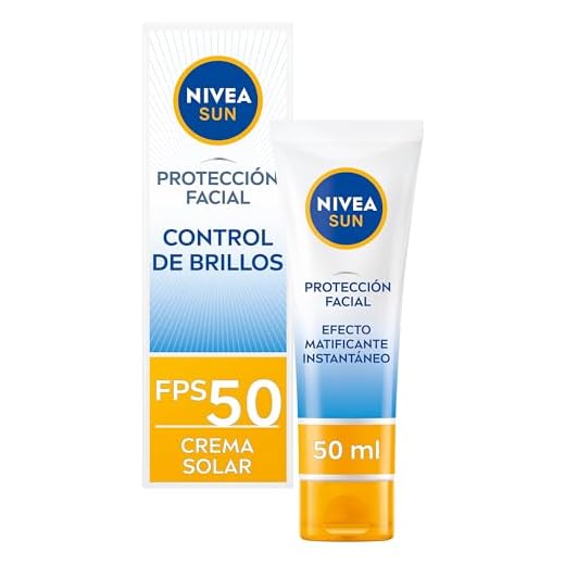 NIVEA SUN Protección Facial UV Control de Brillos FP50 (1 x 50 ml), crema solar facial, crema matificante con protección solar alta, 0% sensación pegajosa