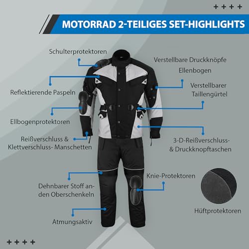 Combinaison moto Cordura 2 pièces pantalon veste moto gris noir taille 50 M