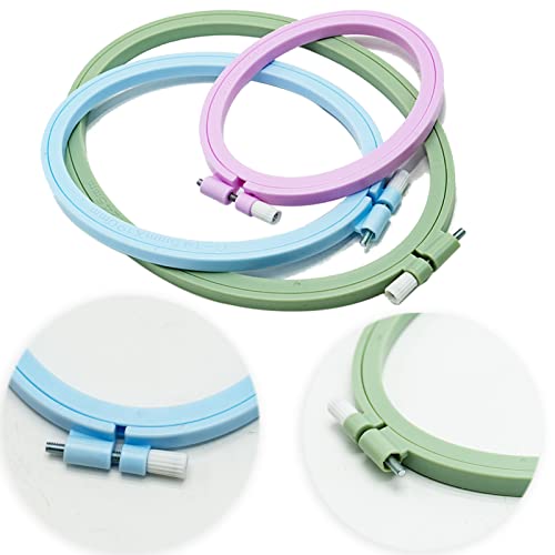 Image of LAMXD 3 Pieces Embroidery Hoop Rectangle Oval Shape Embroidery Frame Cross Stitch Hoop Sewing Tool for Art Craft Handy Sewing (Multicolor),with Gold Eye Embroidery Needles