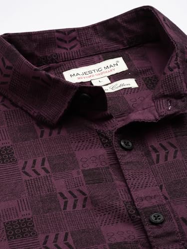 Image of Majestic Man Custom Abstract Printed Pure Cotton Slim Fit Casual Shirt